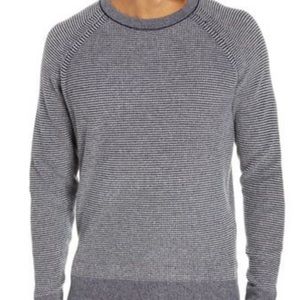 Bonobos 100% Cashmere Gray Navy Stripe Crewneck Sweater-XL Slim